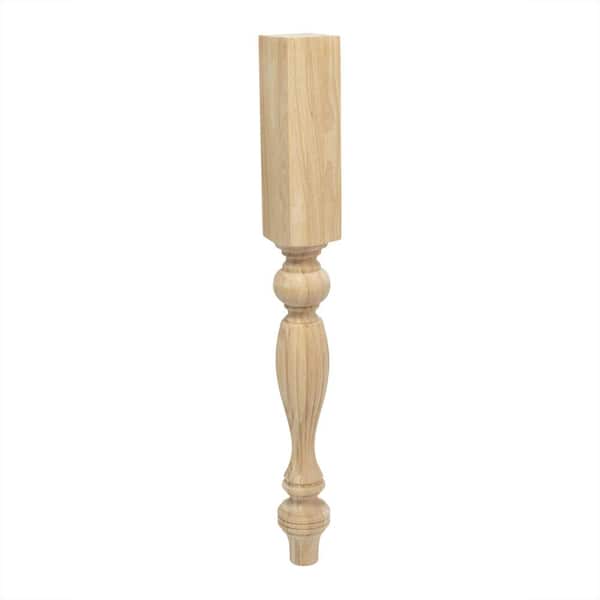 American Pro Decor 35-1/4 in. x 3-3/4 in. Unfinished Solid Hardwood French Kitchen Island Leg