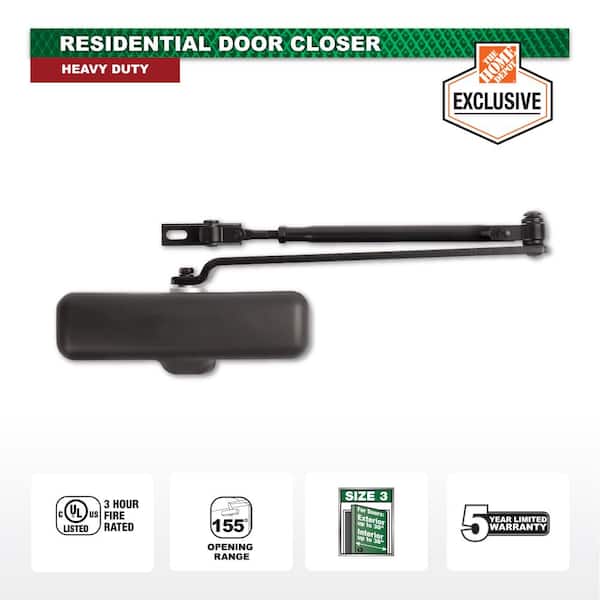 Heavy-Duty Matte Black Residential Door Closer