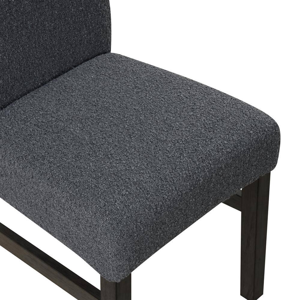 High Back Dark Gray Upholstered Wood Side Chairs, Set of 2