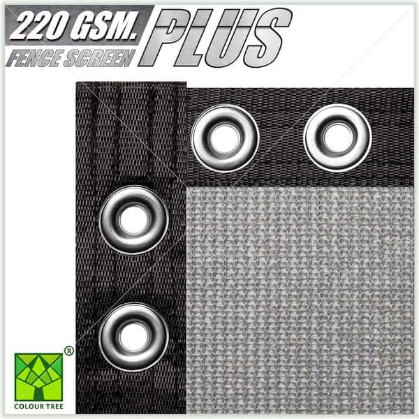 5 ft. x 50 ft. Heavy-Duty PLUS Grey Privacy Fence Screen Mesh Fabric with Extra-Reinforced Grommets for Garden Fence