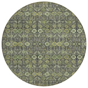 Multi-colored 8 ft. Round Woven Floral Round Indoor/Outdoor Area Rug