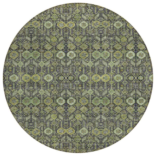 HomeRoots Multi-colored 8 ft. Round Woven Floral Round Indoor/Outdoor Area Rug