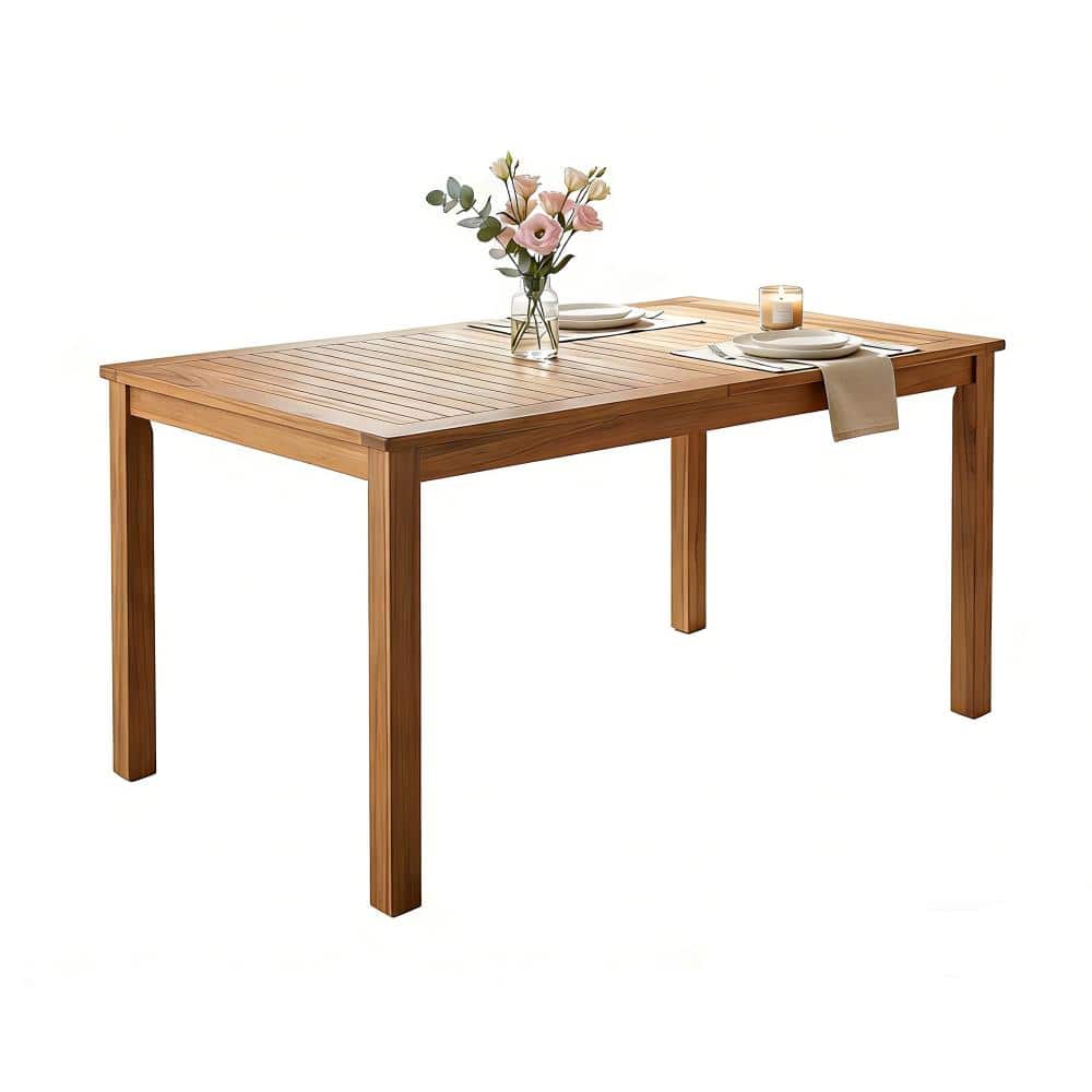67"L Rectangular Acacia Wood Outdoor Dining Table,or Poolside, Backyard, Garden,Outdoor, Natural