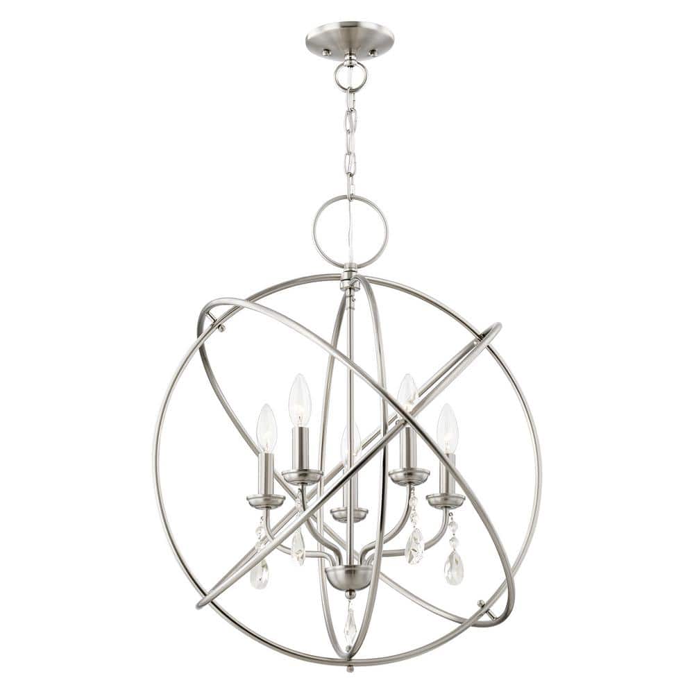 Aria Brushed Nickel Crystal Orb Chandelier