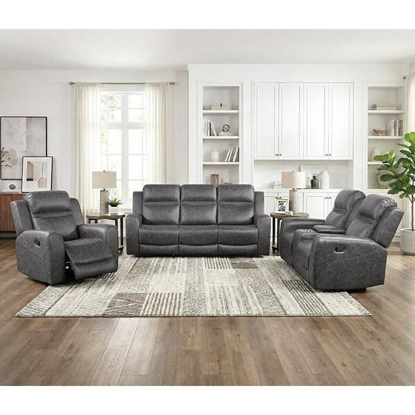 Lazzara Thorne 85 in. W Straight Arm Microfiber Rectangle 3-Piece