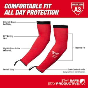 18 in. Red 4-Way Stretch Cut 3 Resistant Protective Arm Sleeves