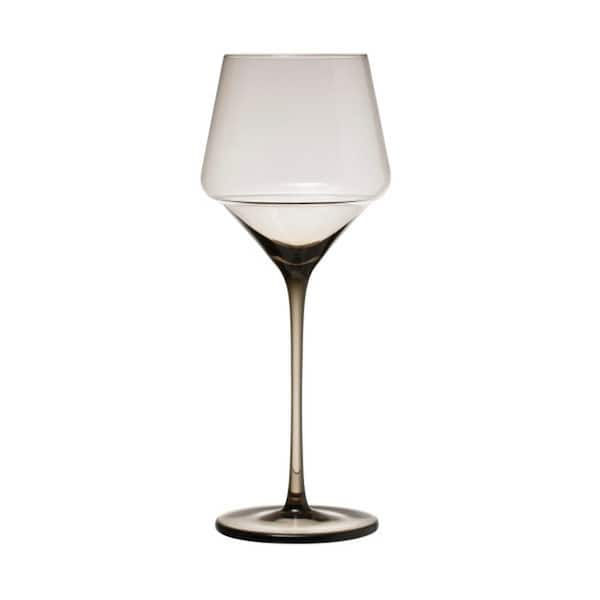 Storied Home 12 oz. Long Stem Wine Glass Set with Smokey Grey