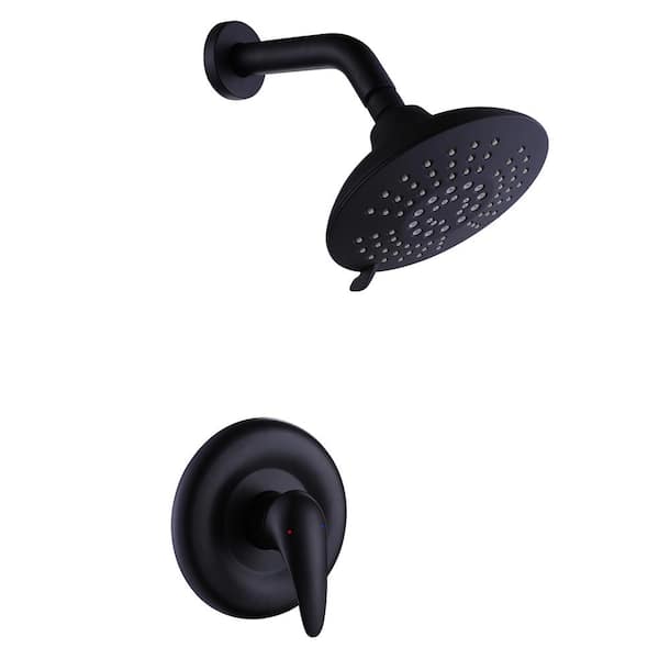 Tomfaucet 5-Spray Patterns with 4 GPM 6 in. Wall Mount Rain Fixed Shower Head in Matte Black