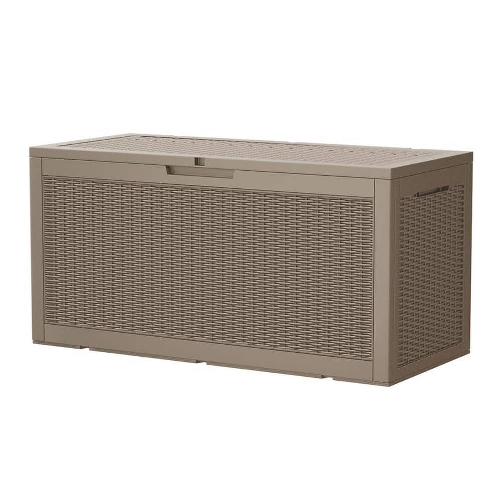 95 Gal. Large Light Brown Resin Waterproof Deck Box