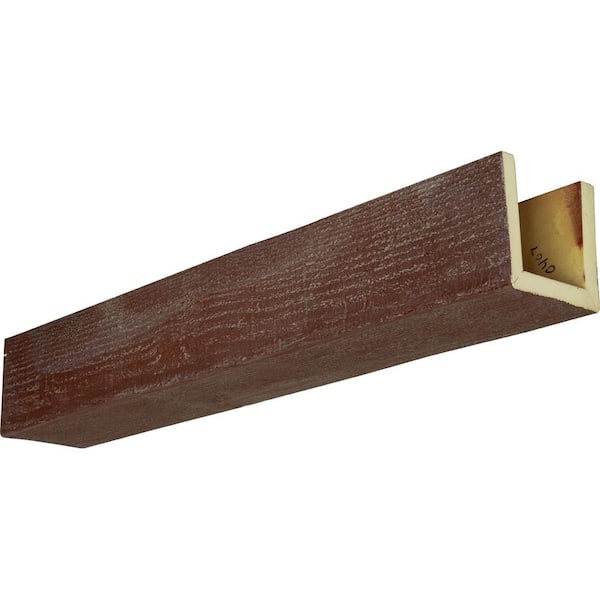 Ekena Millwork 8 in. x 10 in. x 16 ft. 3-Sided (U-Beam) Rough Sawn Aged Pecan Faux Wood Ceiling Beam