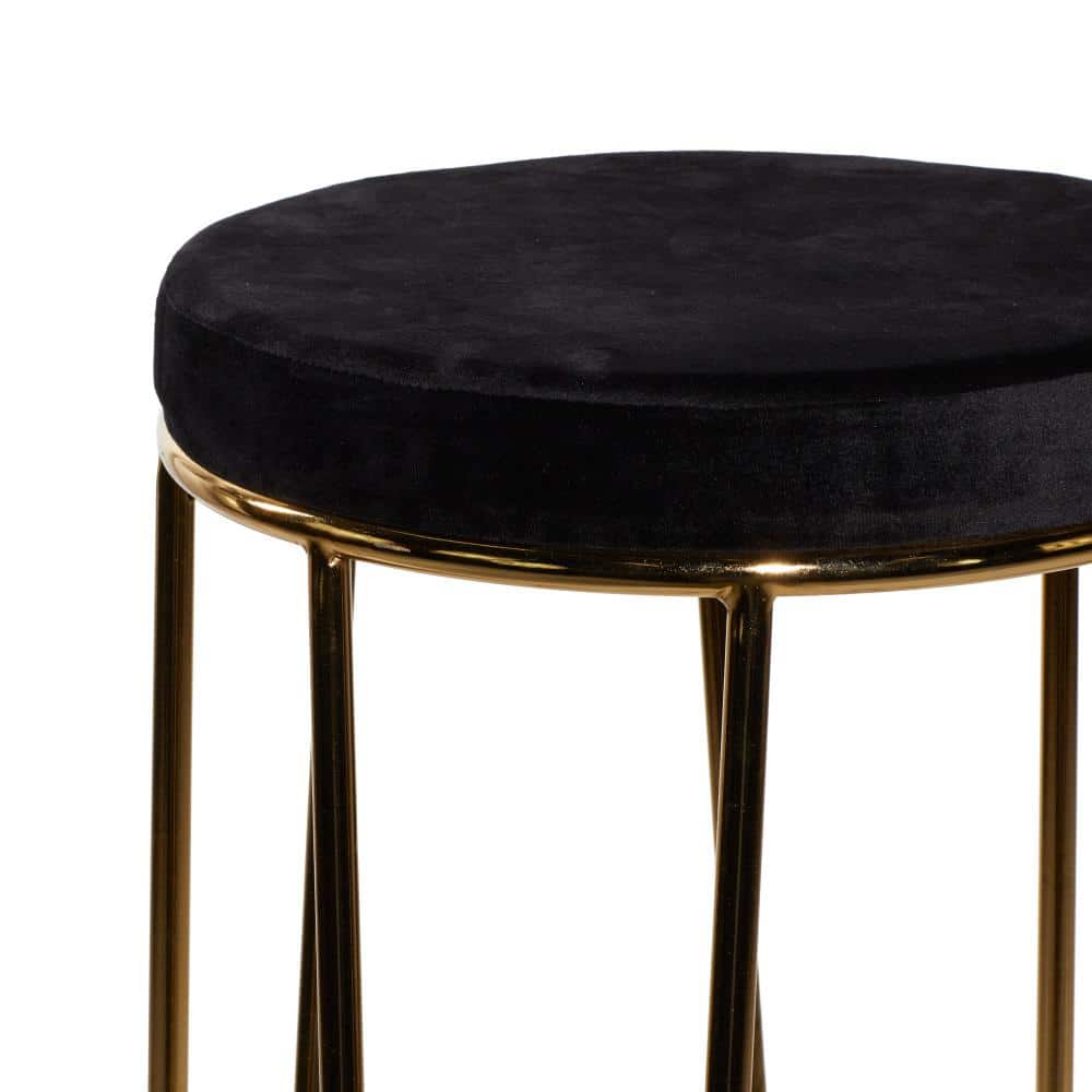 Sleek 31" Black Upholstered Metal Bar Stool