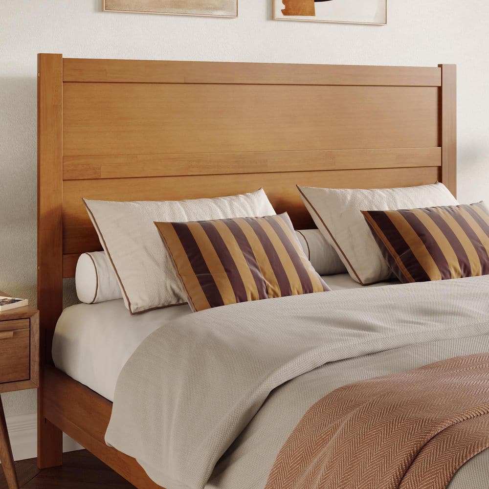 Aveline Light Toffee Natural Bronze Queen Wood Panel Headboard