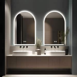 26 in. W x 38 in. H Arched Frameless LED Light Wall Anti-Fog Bathroom Vanity Mirror 2PCS