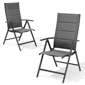 Dark Gray Outdooor Adjustable Folding Chairs (Set of 2)