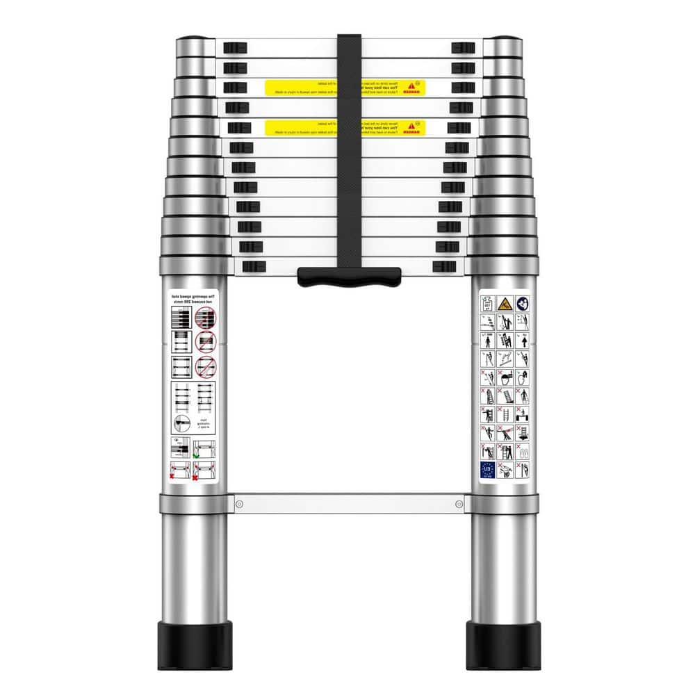 12.5 ft. Aluminum Telescoping Ladder Type Heavy Duty 330 lbs. Multi-Purpose Collapsible for Outdoor RV Work Extension price history on PriceWatchPro