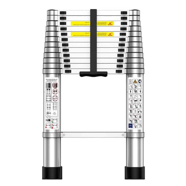12.5 ft. Aluminum Telescoping Ladder Type Heavy Duty 330 lbs. Multi-Purpose Collapsible for Outdoor RV Work Extension