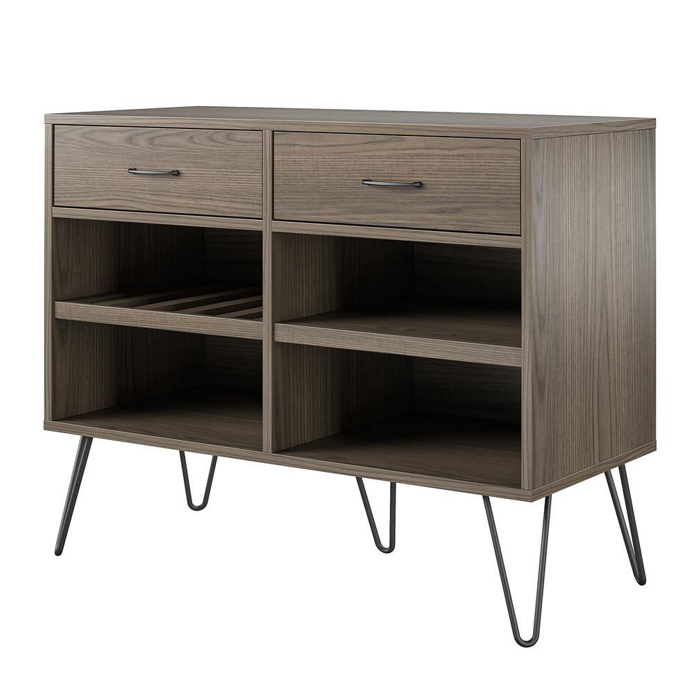 Medium Brown Engineered Wood Beverage Cabinet with Metal Legs