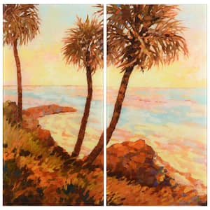 Palm Breeze I AB Frameless Free Floating Tempered Glass Panel Graphic Tree Wall Art Set of 2, each 72" x 36"