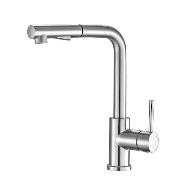 Unbranded Single Handle Pull Down Sprayer Kitchen Faucet, Bar Kitchen Sink Faucet with Pull Out Sprayer in Brushed Nickel