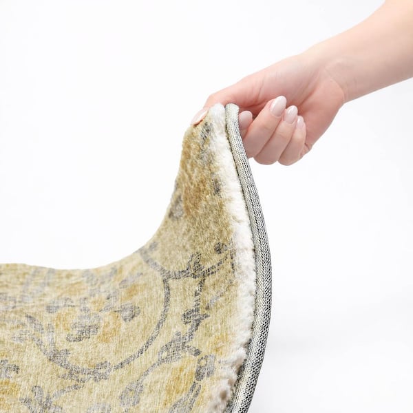 Dream Shag Premium Machine Washable Abstract ADS762 Gold 3 ft. x 5 ft. Area Rug