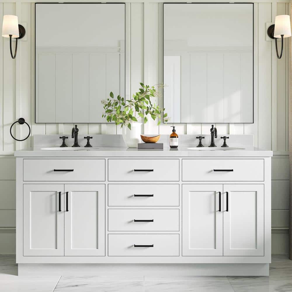 Hepburn 72" White Wood Double Freestanding Vanity Cabinet