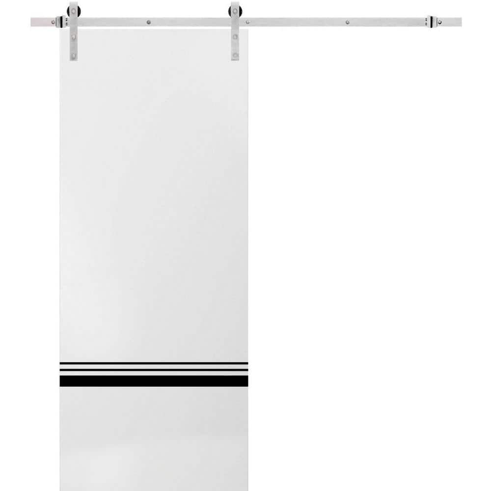 Assembly Required 32 in. x 84 in. 1-Panel White Solid Wood with Honeycomb Sliding Barn Door with Hardware Kit price history on PriceWatchPro
