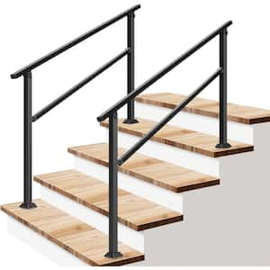 2-Pack 36 in. H x 54 in. W Black Outdoor Wrought Mattle Iron Stair Railing Kit