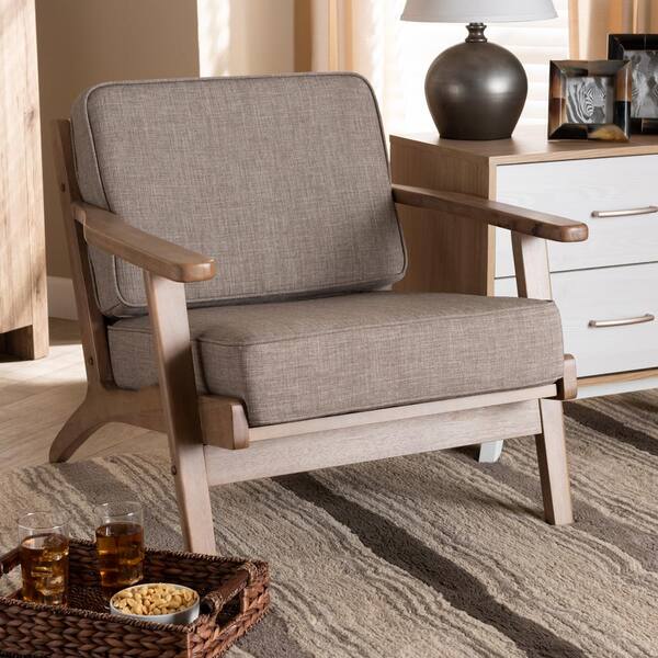 Baxton Studio Sigrid Light Grey Upholstered Wood Armchair 162