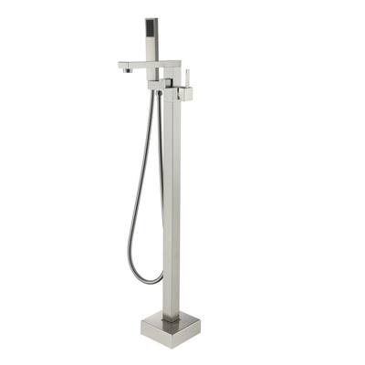 Single Handle Floor Mounted Bath Tub Faucet, Freestanding in Brushed Nickel