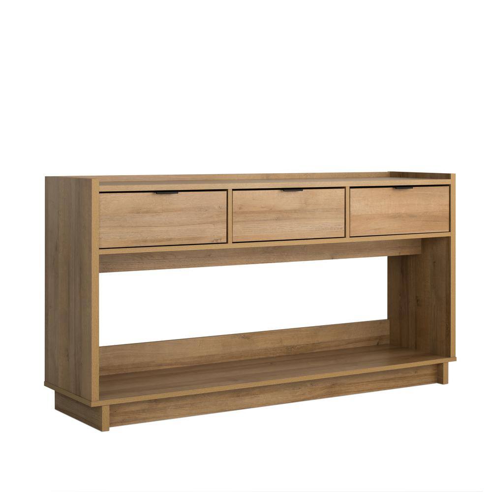 Simply Modern 60.25" Natural Oak Rectangle Engineered Wood Top Entryway Console Table with 3 Drawers