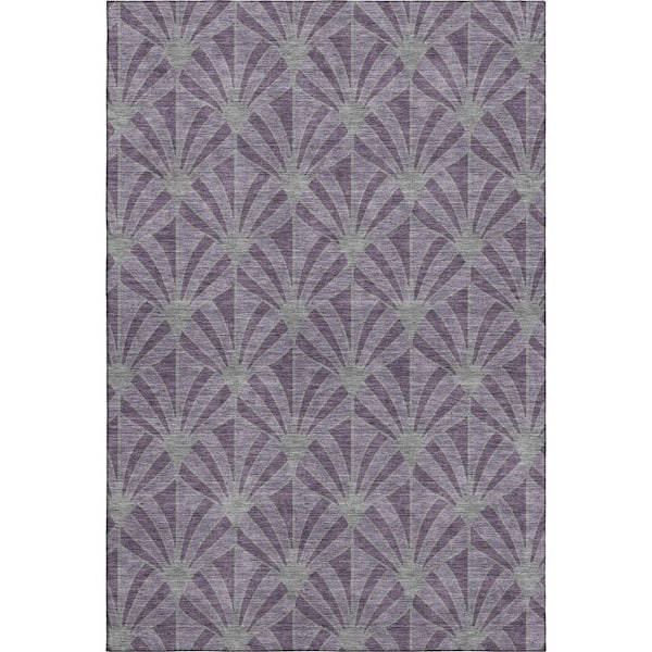 Mayfield Premium Machine Washable Abstract AMF2426 Purple 5 ft. x 7 ft. 6 in. Area Rug