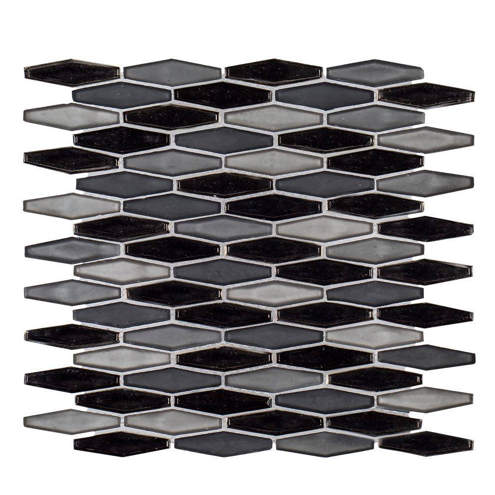 Jeffrey Court Jasper Gray 11.625 in. x 11.625 in. Hexagon Glass Mosaic ...
