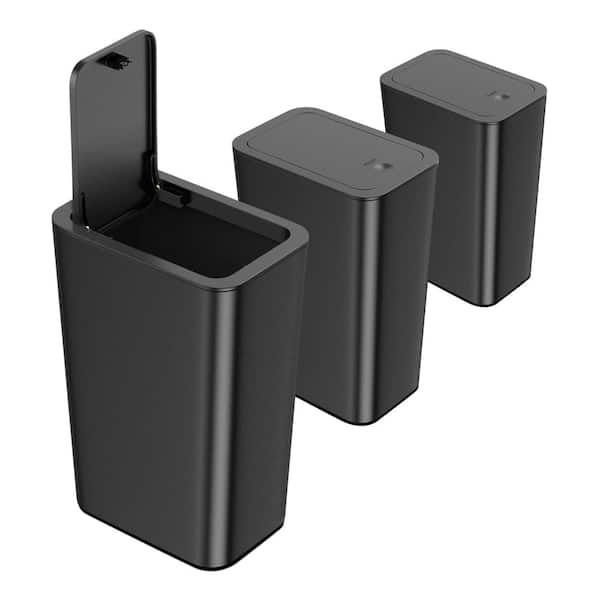 2.6 Gal Trash Can with Lid - 3 Pack Black