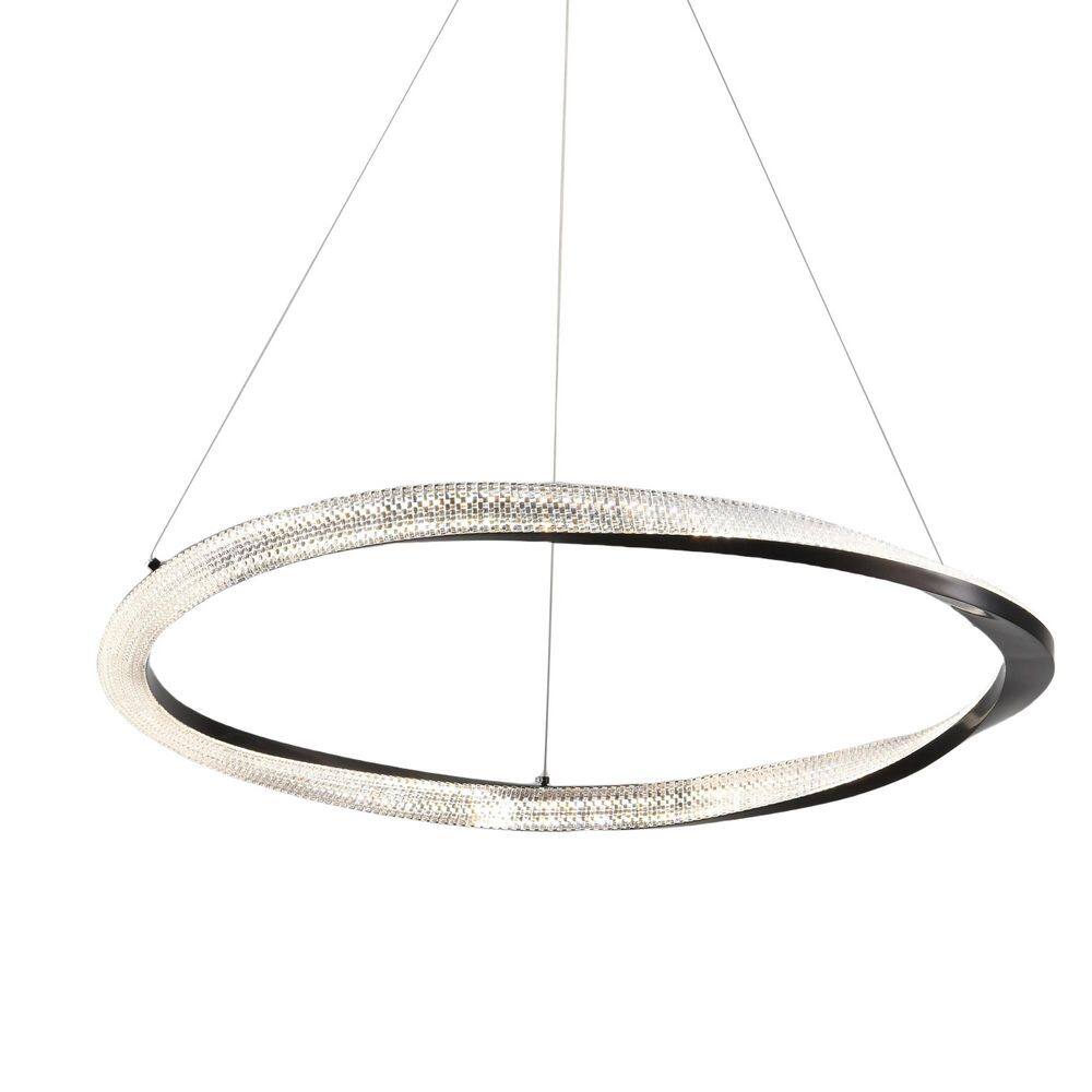 1-Light Modern Integrated LED Chandelier Light Fixture, Crystal Rings Chand