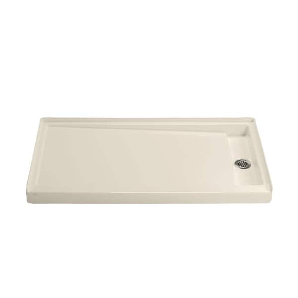 KOHLER Groove 60 in. x 32 in. Acrylic Base with Right-Hand Drain in Almond
