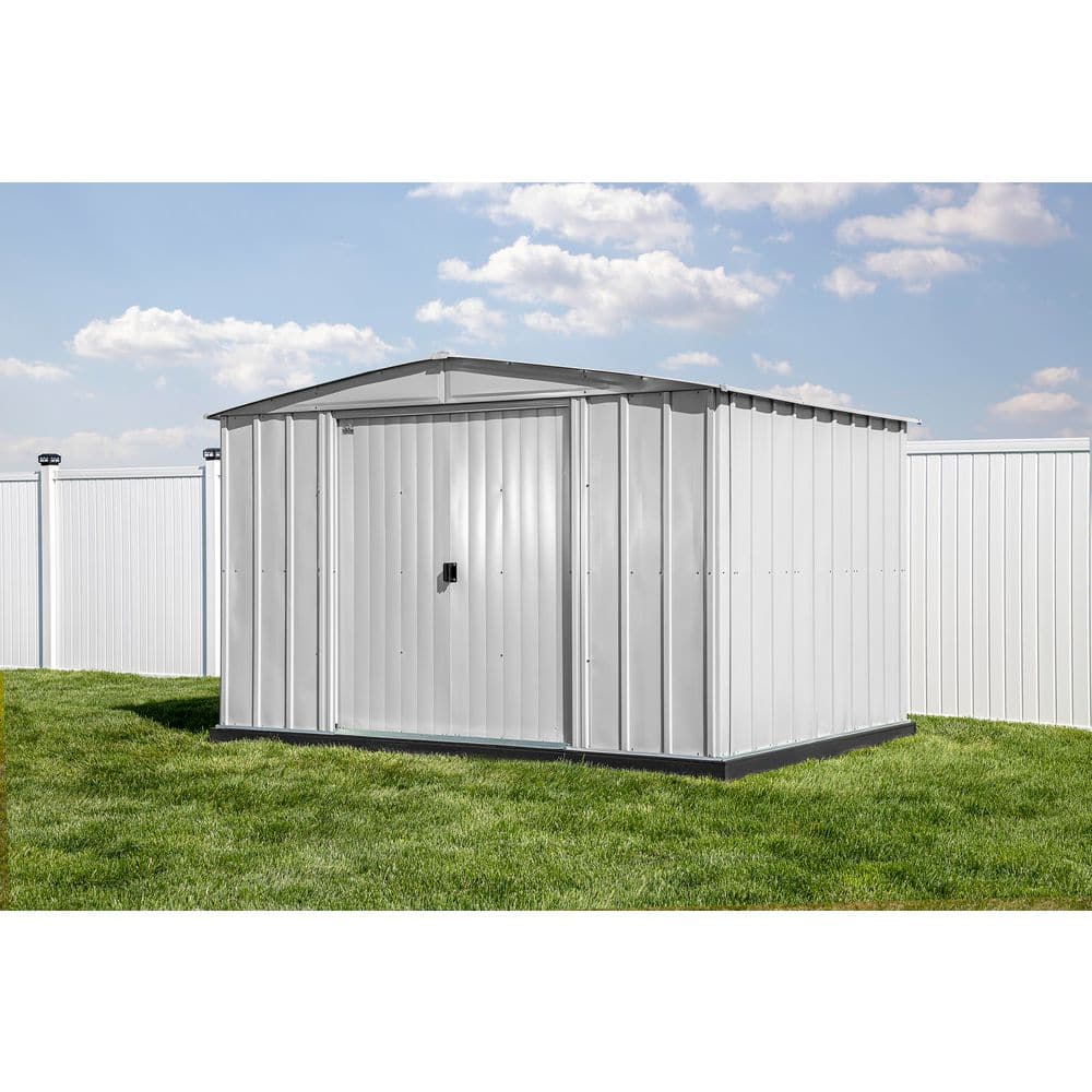 10 ft. x 8 ft. Flute Grey Galvanized Steel Storage Shed