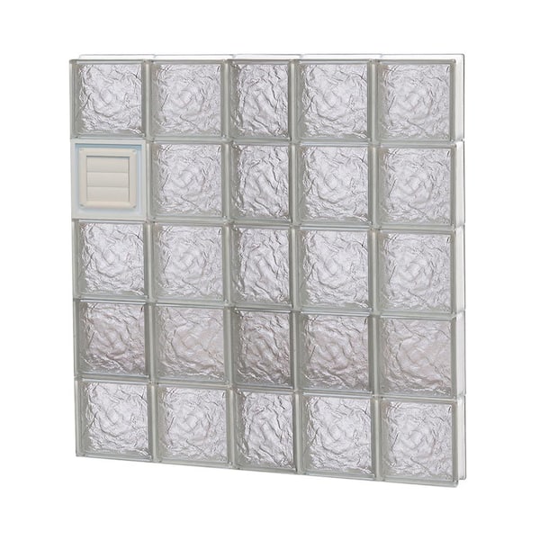 Clearly Secure 36.75 in. x 38.75 in. x 3.125 in. Frameless Ice Pattern Glass Block Window with Dryer Vent