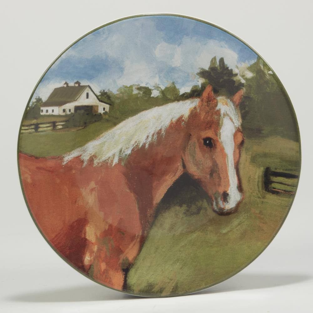 York Stables Ceramic Horse Design Salad Plates, Set of 4