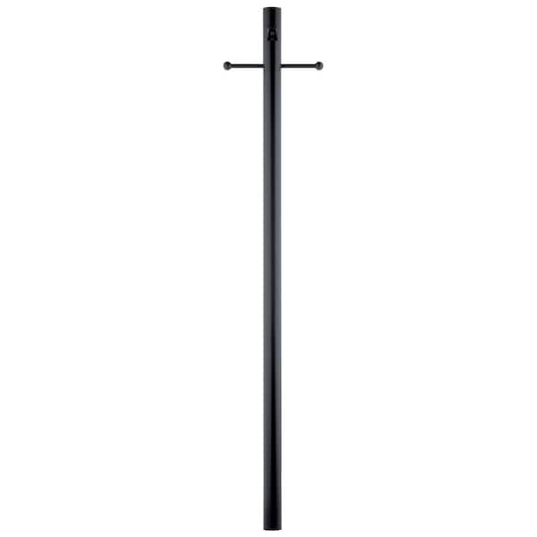 3 in. x 84 in. Black Direct Burial Ladder Rest Photocell Outdoor Lamp Post (1-Pack)