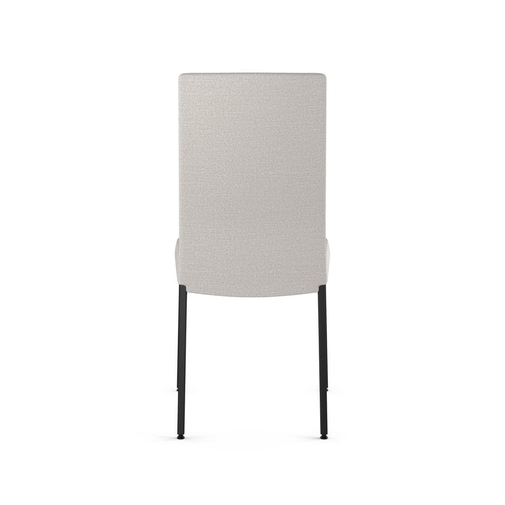 Torres Light Grey Upholstered Parsons Side Chair with Black Metal Frame