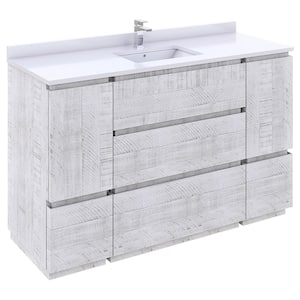 Formosa 54 in. W x 20 in. D x 35 in. H Bath Vanity in Rustic White with White Vanity Top with White 1-Sink