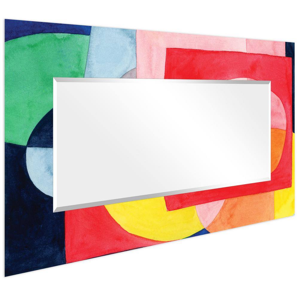 Colorful Abstract Rectangular Frameless Wall Mirror, 72" x 36"