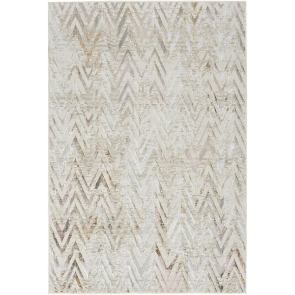 4 ft. x 6 ft. Blue Chevron Washable Area Rug