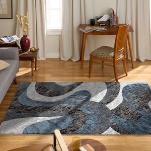 Catalina Huron Blue/Grey 5 ft. x 7 ft. Abstract Area Rug