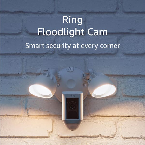 Ring Outdoor Security Floodlight Cam Wi-Fi Motion Activated Two-Way Talk White