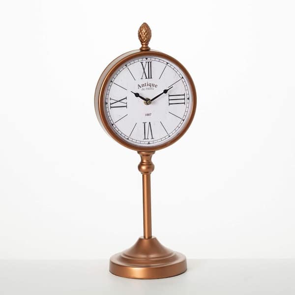 SULLIVANS 19 in. Copper Pedestal Table Clock, Metal