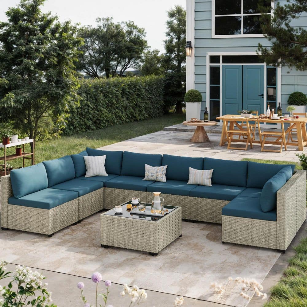 9 Piece Outdoor Patio Seating Group with Cushions price history on PriceWatchPro