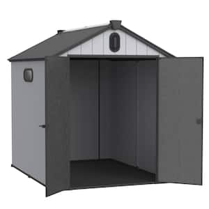 6 ft. W x 8 ft. D Outdoor Plastic Storage Shed with Double-Door, Plastic Floor for Backyard Garden (48 Sq. Ft.)