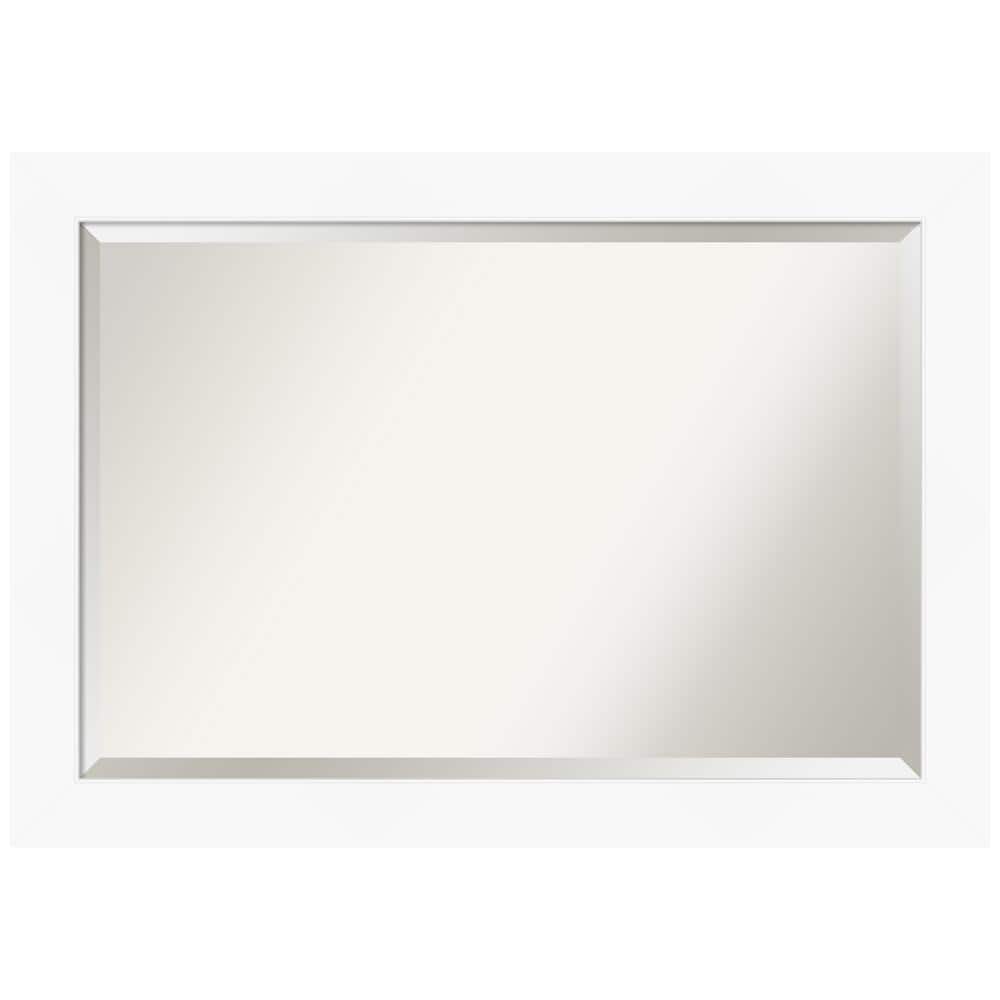 Cabinet White Beveled Glass Bathroom Wall Mirror, 41 x 29 Inches