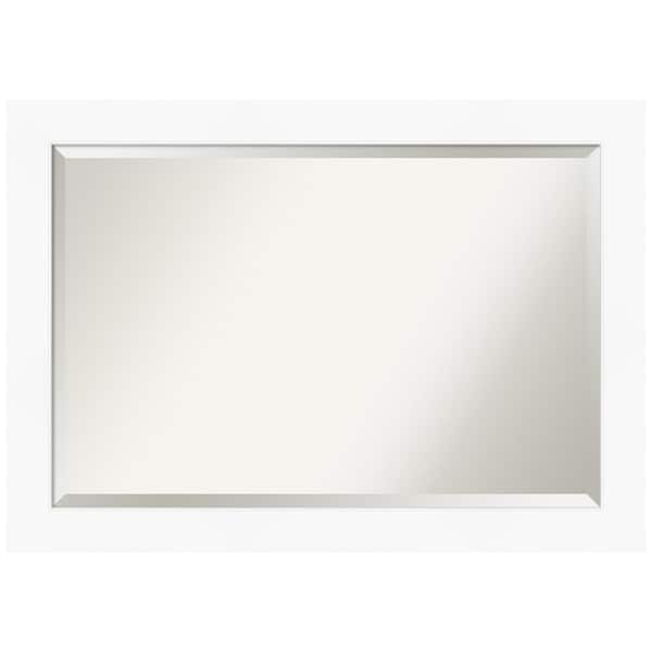 Amanti Art Medium Rectangle Matte White Beveled Glass Modern Mirror (29.5 in. H x 41.5 in. W)